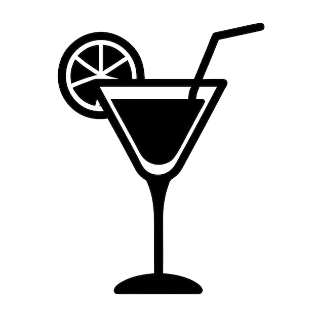 una imagen en blanco y negro de un martini con una paja en él
