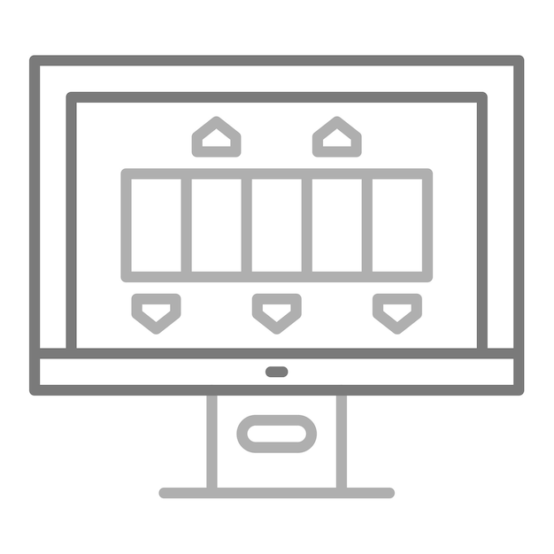 una imagen en blanco y negro de un monitor de computadora con un logotipo azul en él