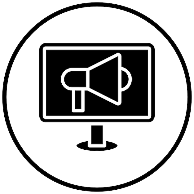 una imagen en blanco y negro de un monitor con un megáfono en él