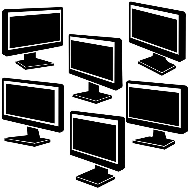 una imagen en blanco y negro de monitores y un fondo blanco