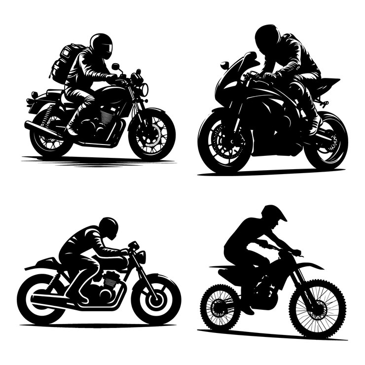 una imagen en blanco y negro de una motocicleta y un jinete