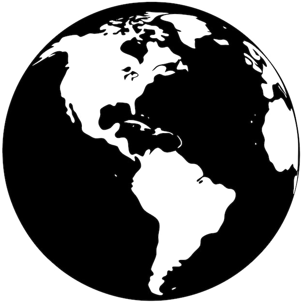 una imagen en blanco y negro de un mundo con un mapa del mundo en él