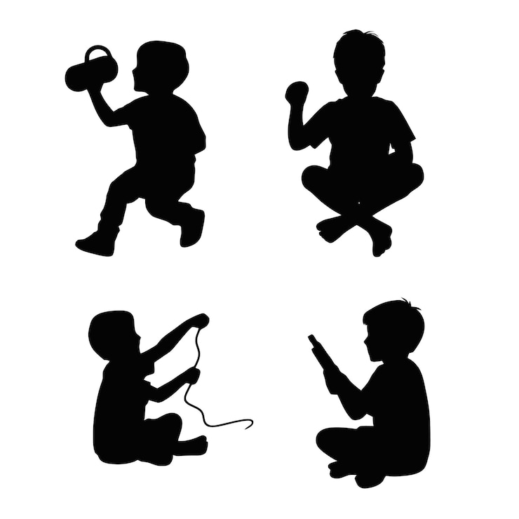 Vector una imagen en blanco y negro de un niño y una cámara