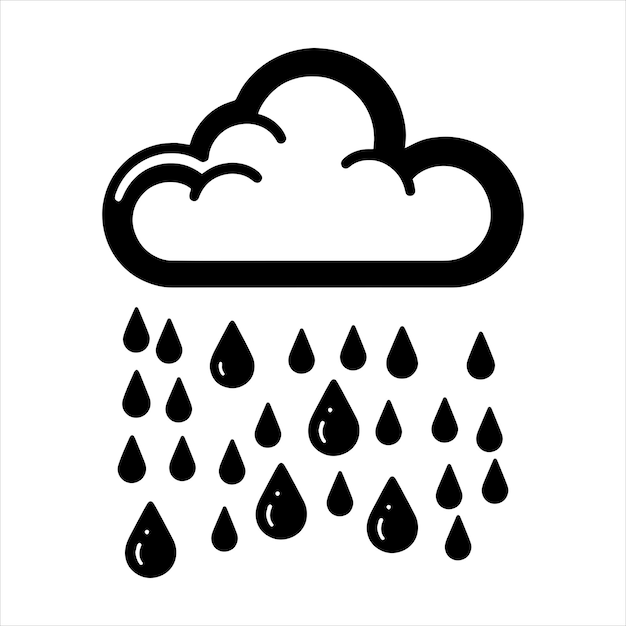 una imagen en blanco y negro de una nube con gotas de lluvia