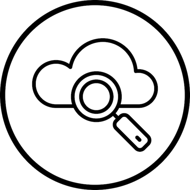 una imagen en blanco y negro de una nube con una lupa por encima de ella