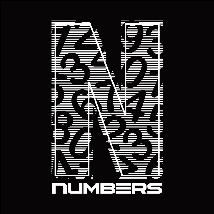 Vector una imagen en blanco y negro de números con la letra n en la ilustración de tipografía de diseño medio