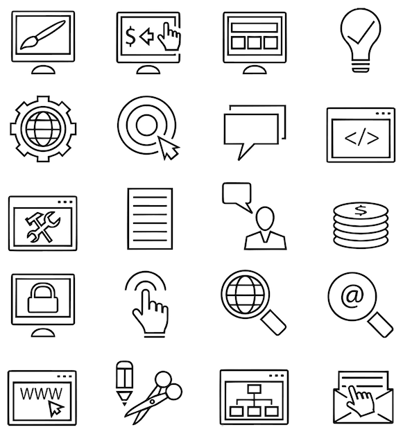 una imagen en blanco y negro de una pantalla de computadora con un icono web en ella