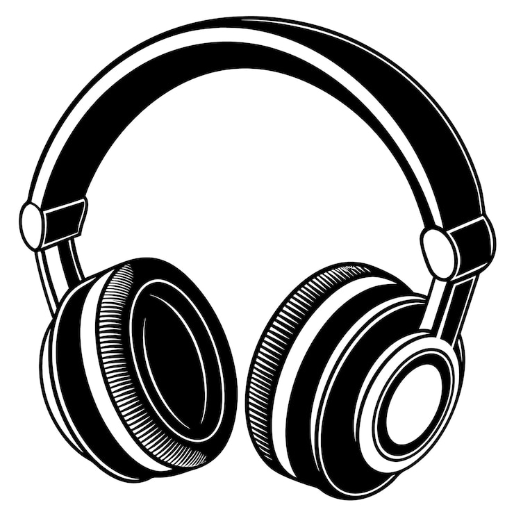 Vector una imagen en blanco y negro de un par de auriculares