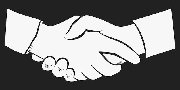 Una imagen en blanco y negro de una pareja que se sostiene de la mano. Ilustración vectorial