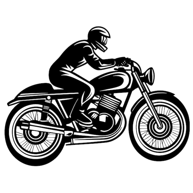 una imagen en blanco y negro de una persona en una motocicleta