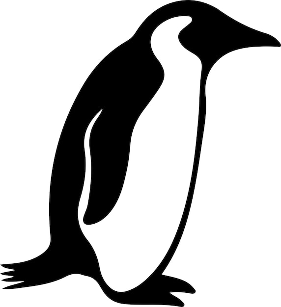 Vector una imagen en blanco y negro de un pingüino con una cola negra