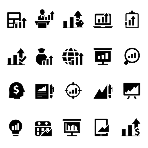 una imagen en blanco y negro de un plan financiero con algunos otros iconos