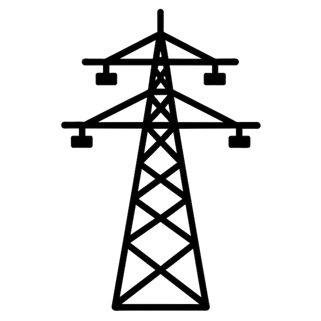una imagen en blanco y negro de un poste eléctrico con una línea eléctrica conectada a él