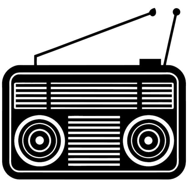 una imagen en blanco y negro de una radio con el número 7 en ella