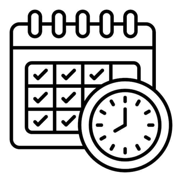 Vector una imagen en blanco y negro de un reloj con la hora de 5 00