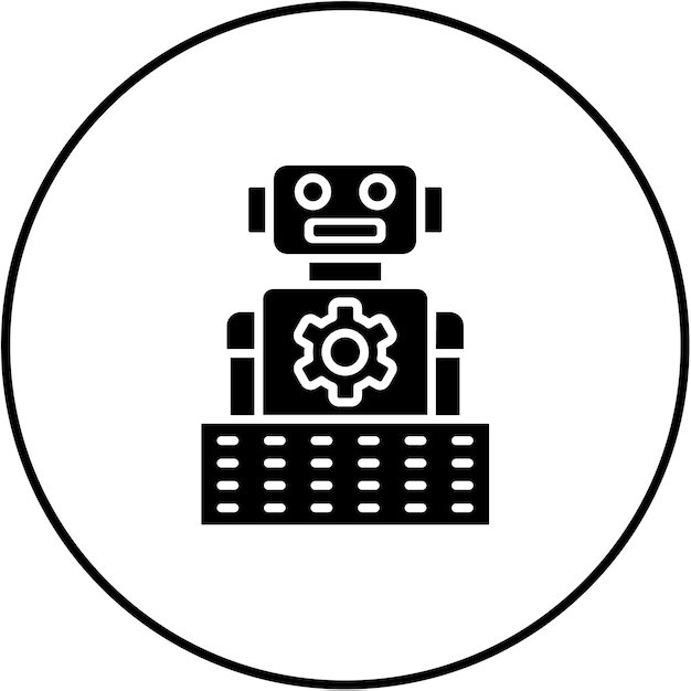 una imagen en blanco y negro de un robot con un fondo en negro y blanco