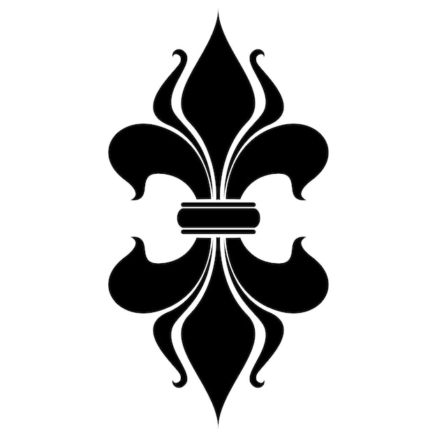 una imagen en blanco y negro de un símbolo de flor de lis