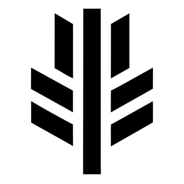 una imagen en blanco y negro de un símbolo que dice las letras en la parte inferior