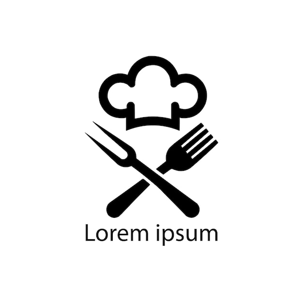 una imagen en blanco y negro de un sombrero de chef y un tenedor