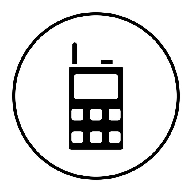 una imagen en blanco y negro de un teléfono celular con un círculo blanco a su alrededor