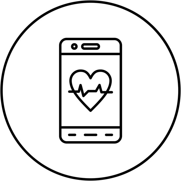 Vector una imagen en blanco y negro de un teléfono celular con un corazón en la pantalla