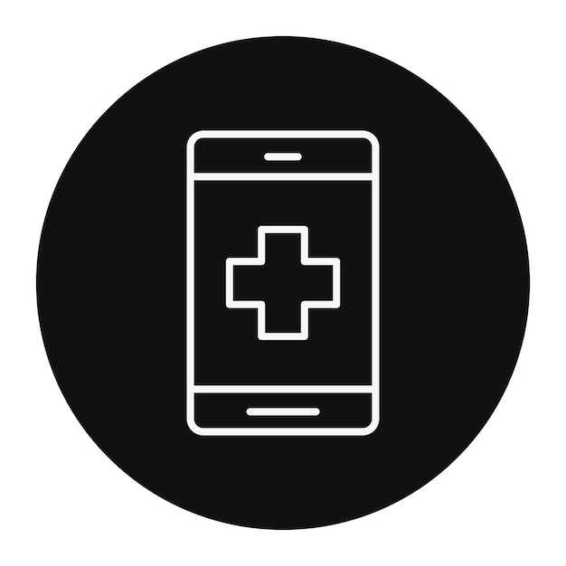 una imagen en blanco y negro de un teléfono celular con una cruz blanca en él