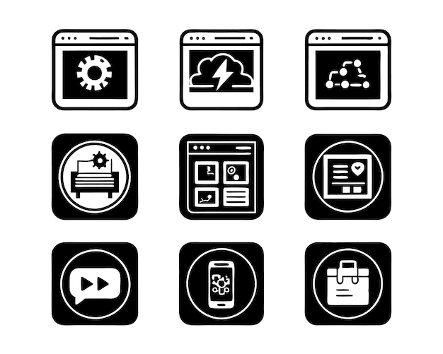 una imagen en blanco y negro de un teléfono y una pantalla con la palabra engranaje en él