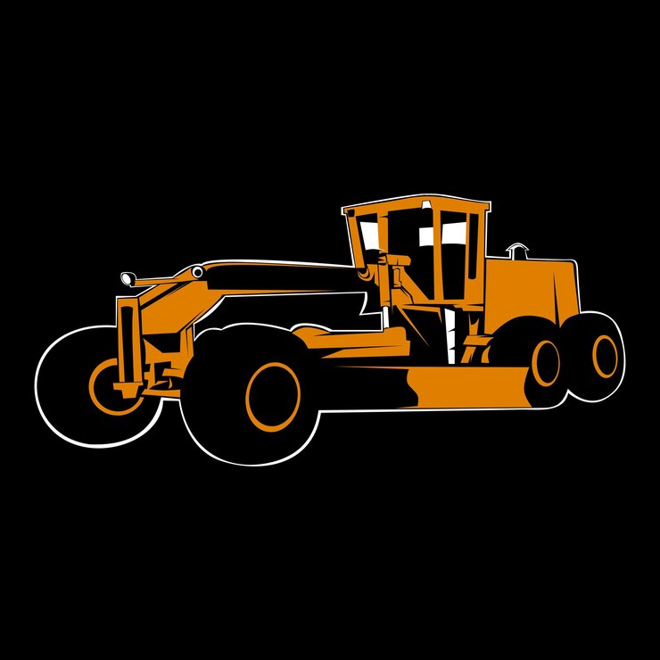 Vector una imagen en blanco y negro de un tractor con una pintura amarilla y naranja