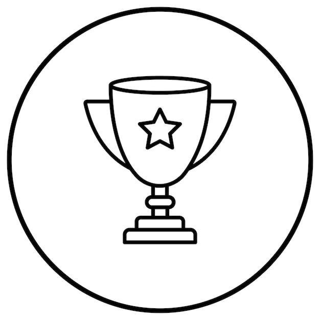 una imagen en blanco y negro de un trofeo con una estrella en él