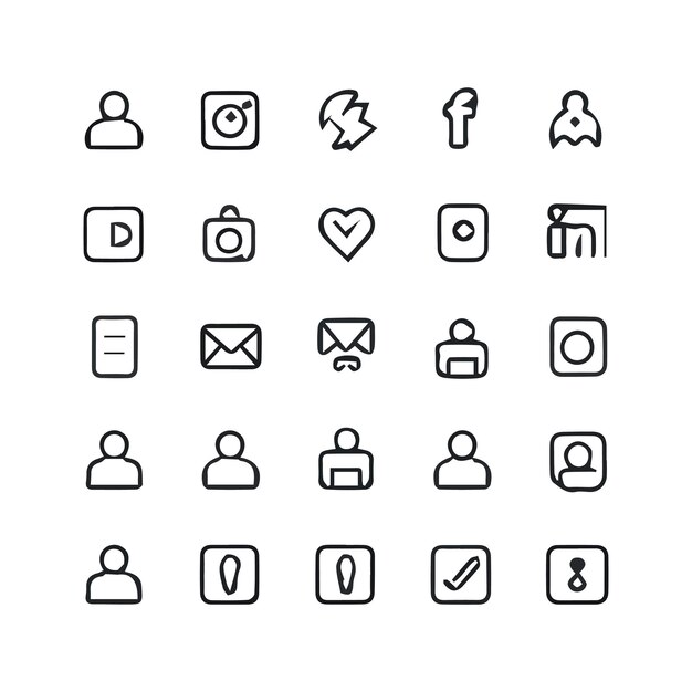 una imagen en blanco y negro de varios iconos, incluido uno que dice "no"