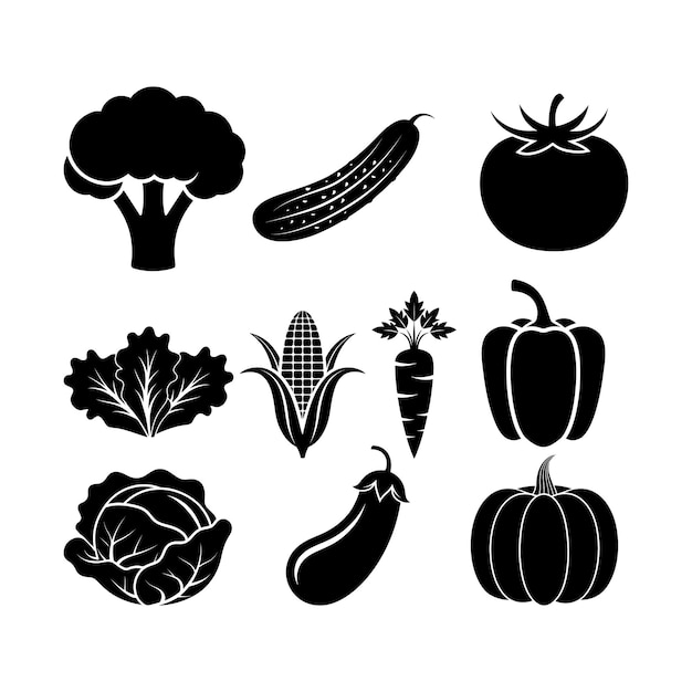 una imagen en blanco y negro de verduras, incluidas zanahorias y calabazas