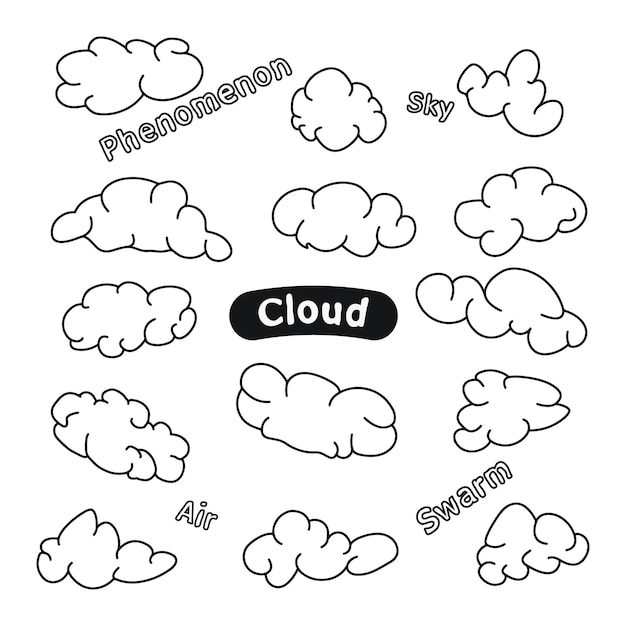 Imagen de boceto de nubes Garabatos de aire Letras fenómeno de cielo de aire de enjambre de nubes