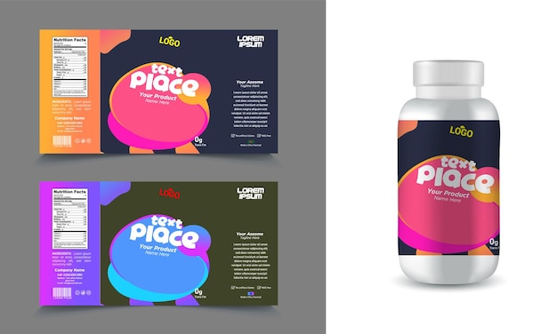 una imagen de una botella de hámster con una etiqueta rosa y azul