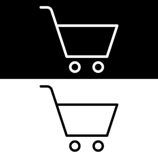 Imagen de carrito de compras Vector Modelo de diseño de versión en blanco y negro