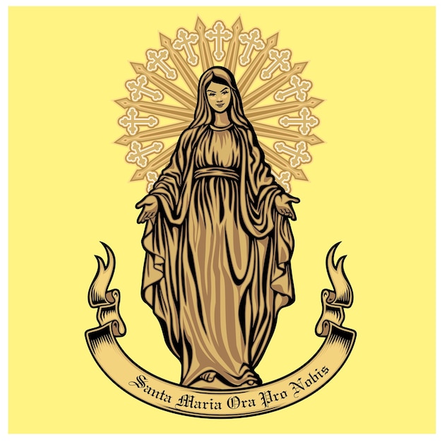 Vector imagen catolica de la santa virgen maria