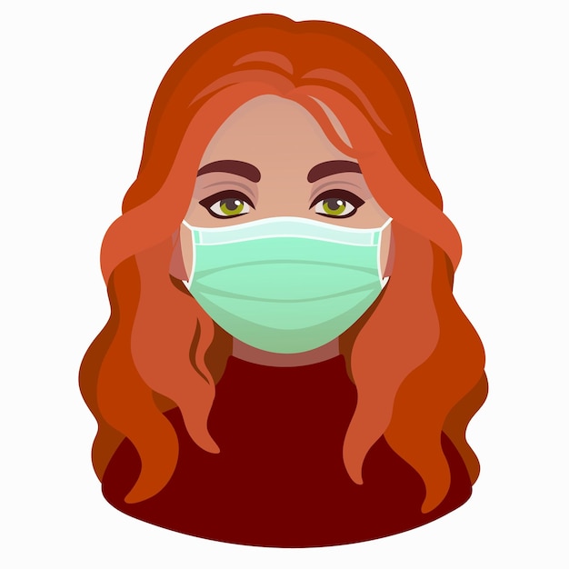 Imagen de una chica con una máscara médica al estilo de las caricaturas