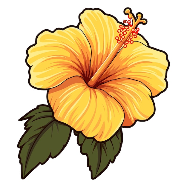 Vector imagen de clip art de la flor de hibisco amarilla