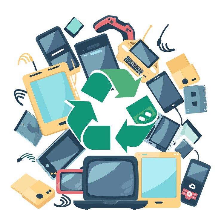 Vector una imagen de una colección de diferentes televisores y controles remotos