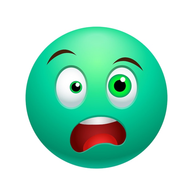 Imagen coloreada de emoticono sorprendido con cara emocional aislada en blanco