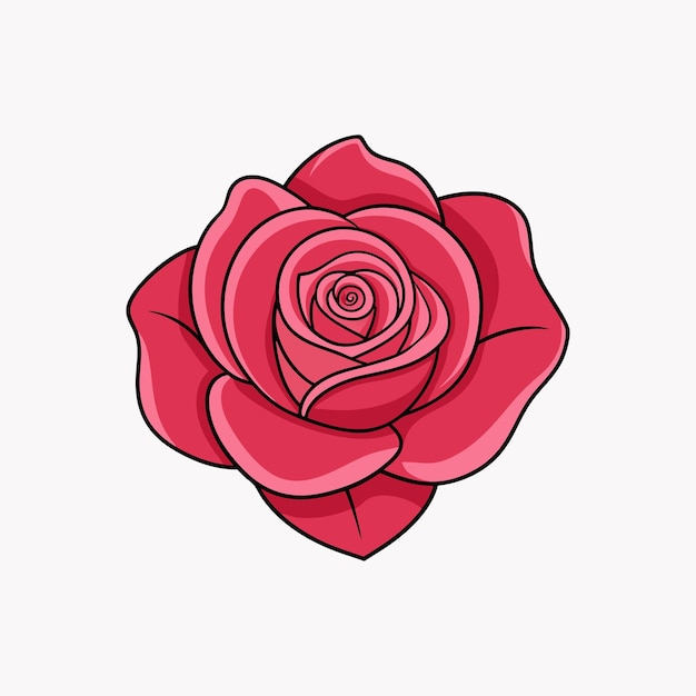 Imagen colorida de alta calidad de silueta vectorial de la flor de la rosa
