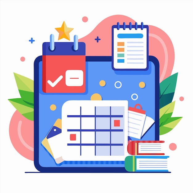 una imagen colorida de un calendario con un calendario en él que dice cita hora cita