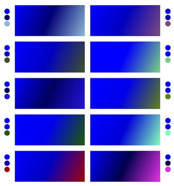una imagen colorida de un conjunto azul y blanco de diferentes colores
