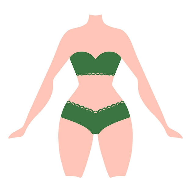 Vector imagen colorida de diferentes cuerpos en conjunto de lencería.