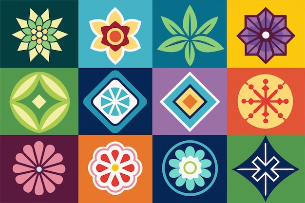 una imagen colorida de flores y el diseño en la parte inferior derecha