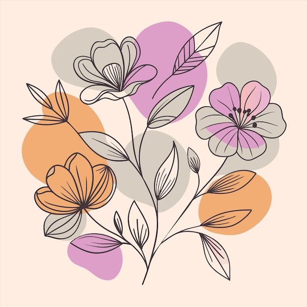 una imagen colorida de flores y hojas