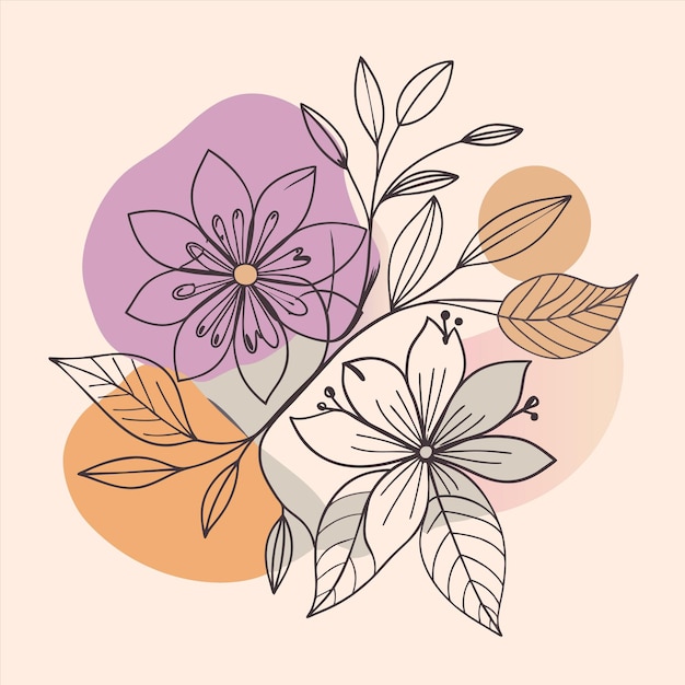 una imagen colorida de flores y hojas