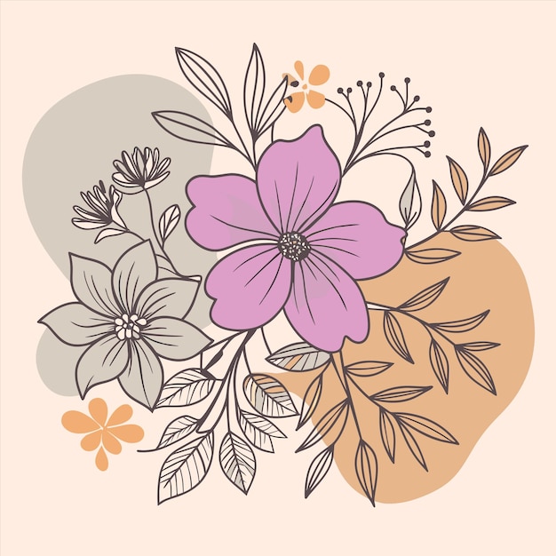 una imagen colorida de flores y hojas