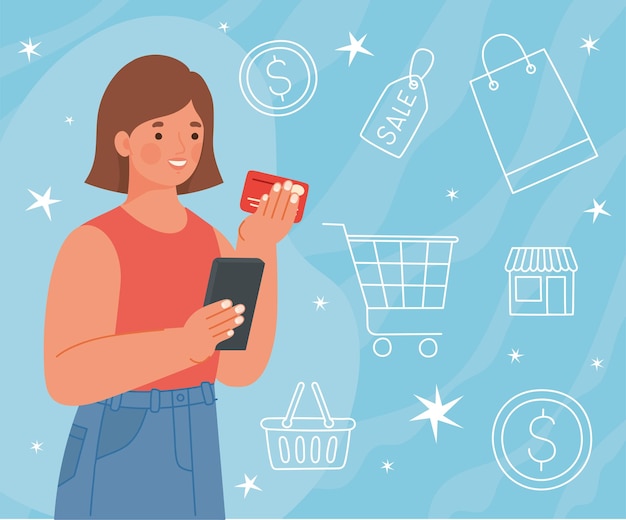 Vector imagen de compras en línea