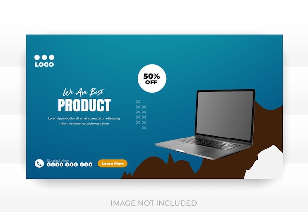 una imagen de una computadora portátil que está anunciando un producto que está apagado