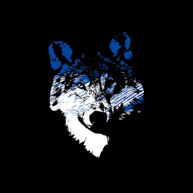 Vector imagen conceptual de un lobo sobre fondo negro